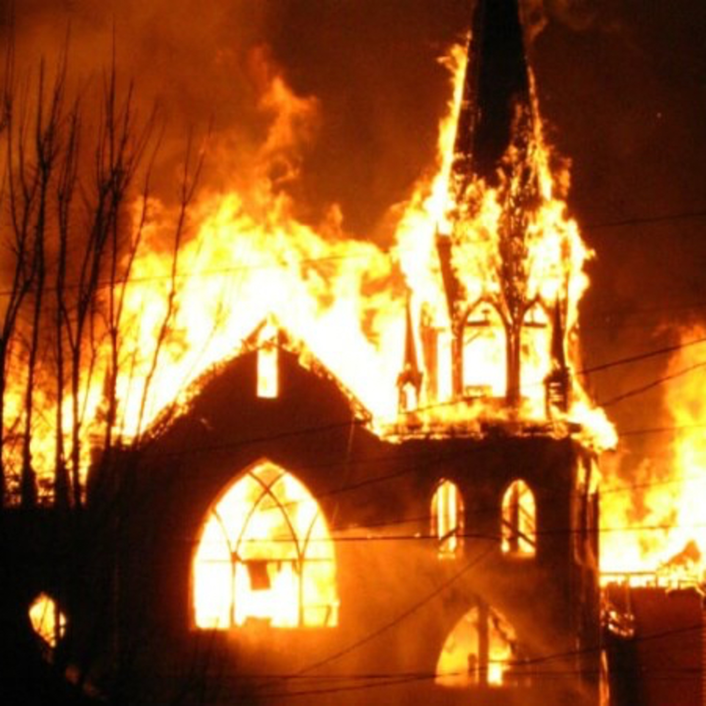 Обложка альбома с горящей Церковью