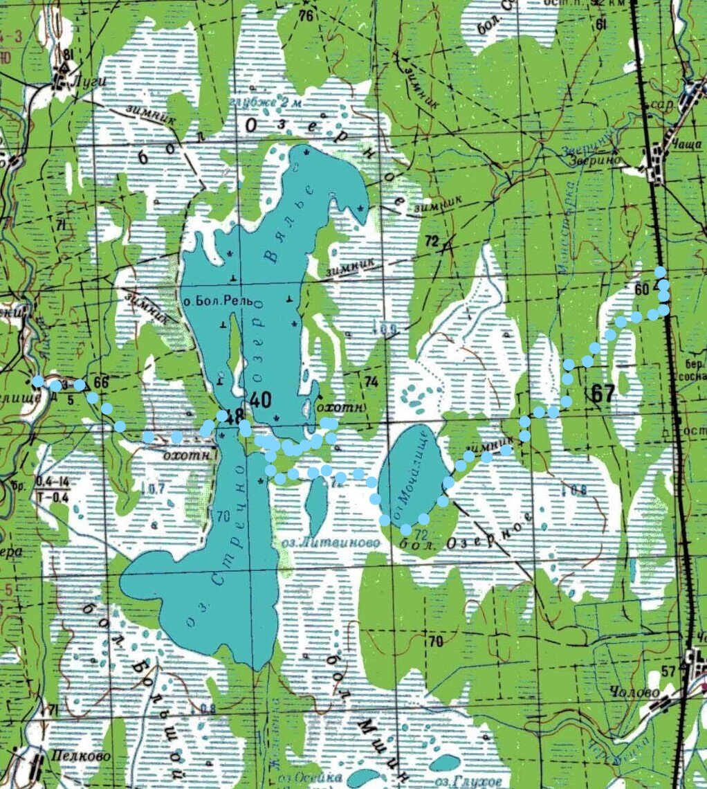 Озеро Вялье на карте