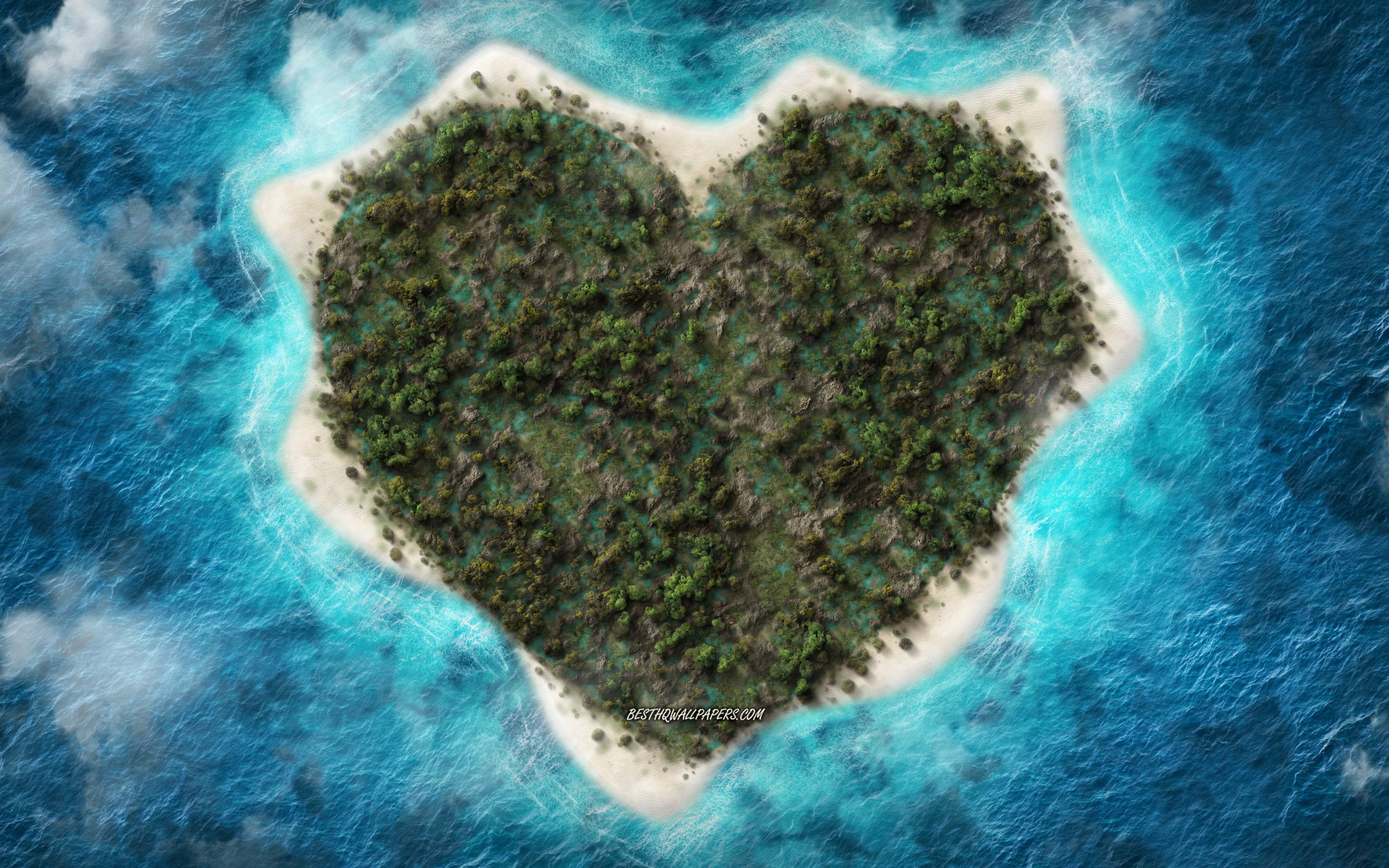 Остров в форме сердца в океане