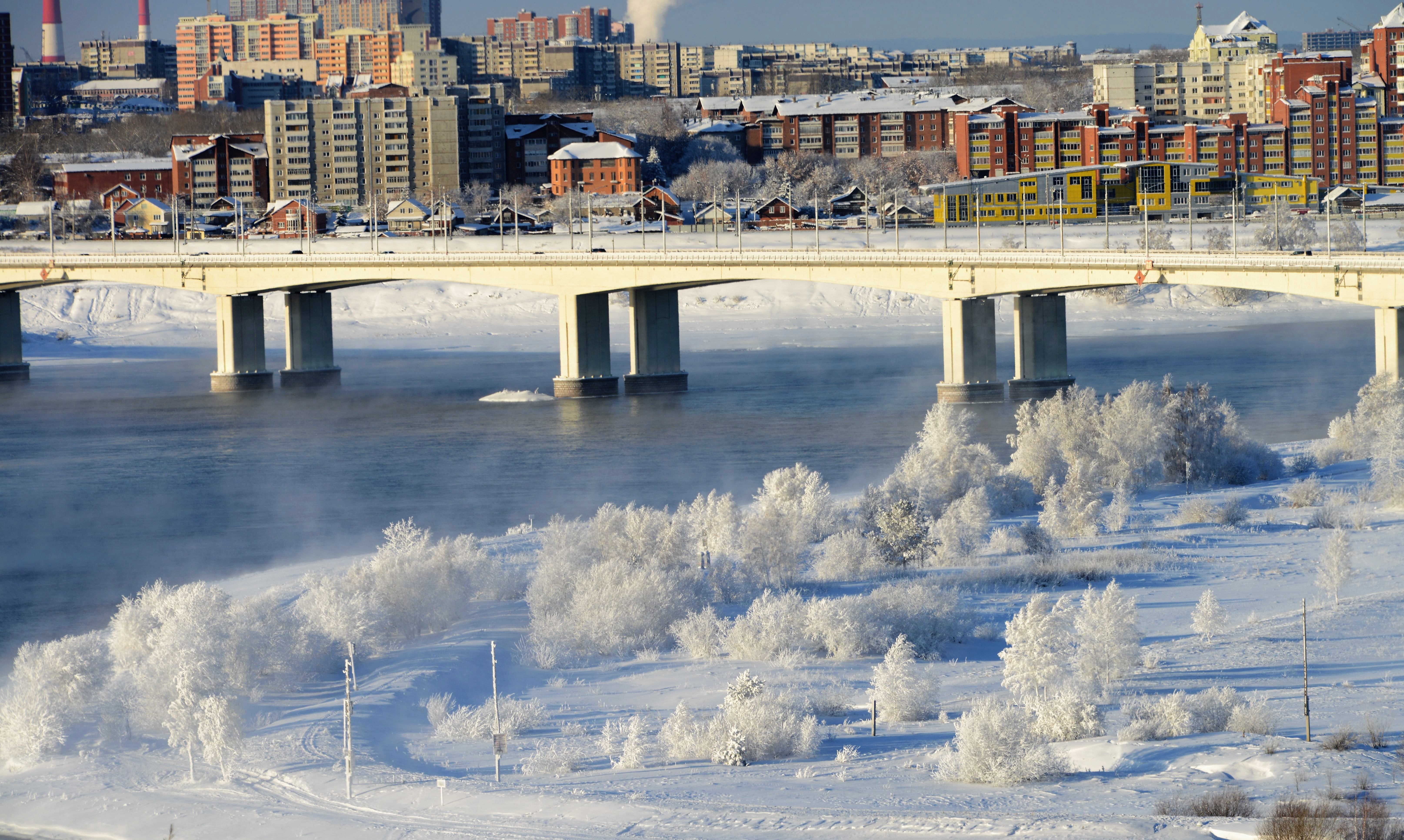 Ангарск мост Ангара зима
