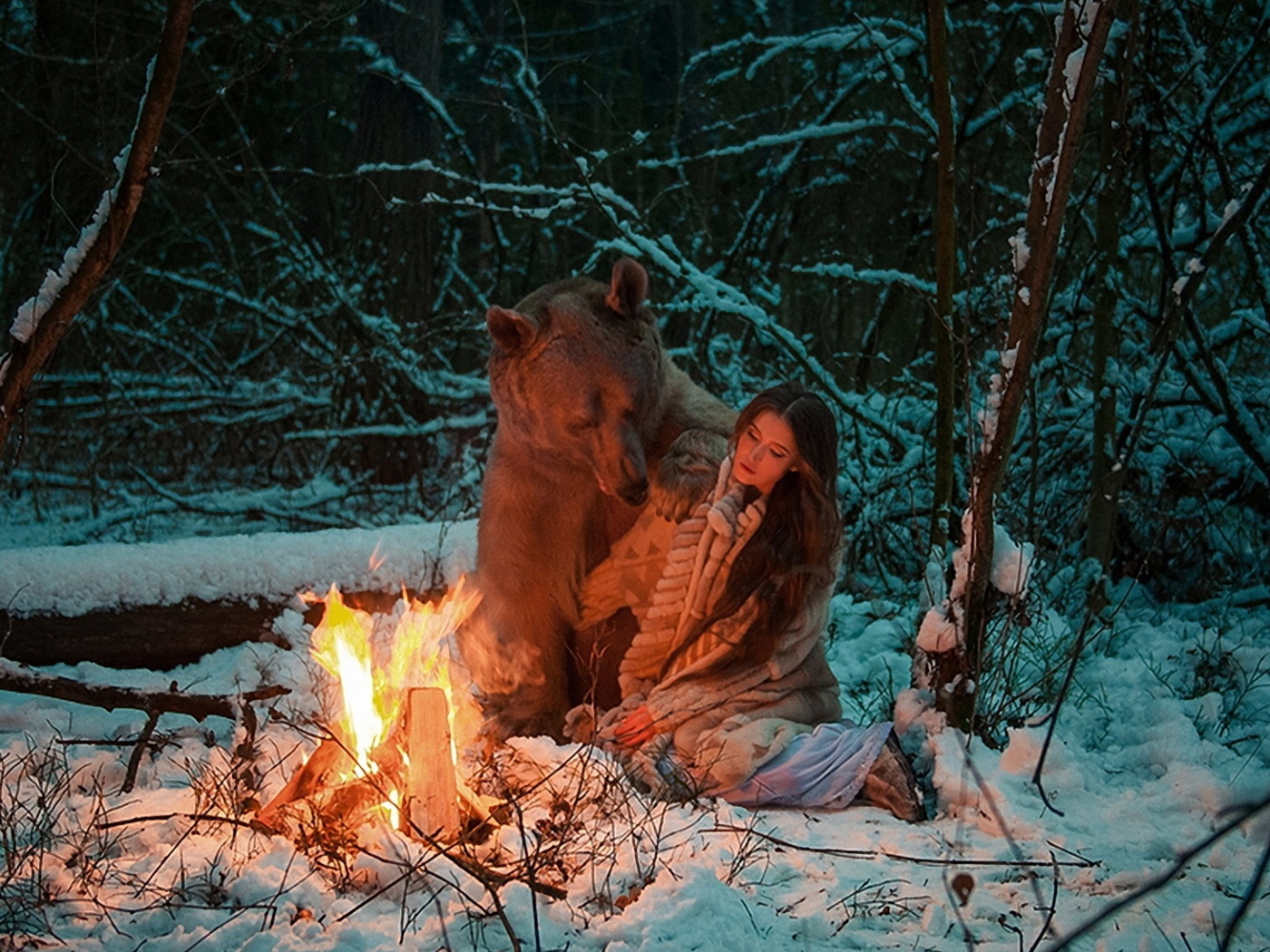 Групповой Секс Ночью В Лесу Зимой Ретро