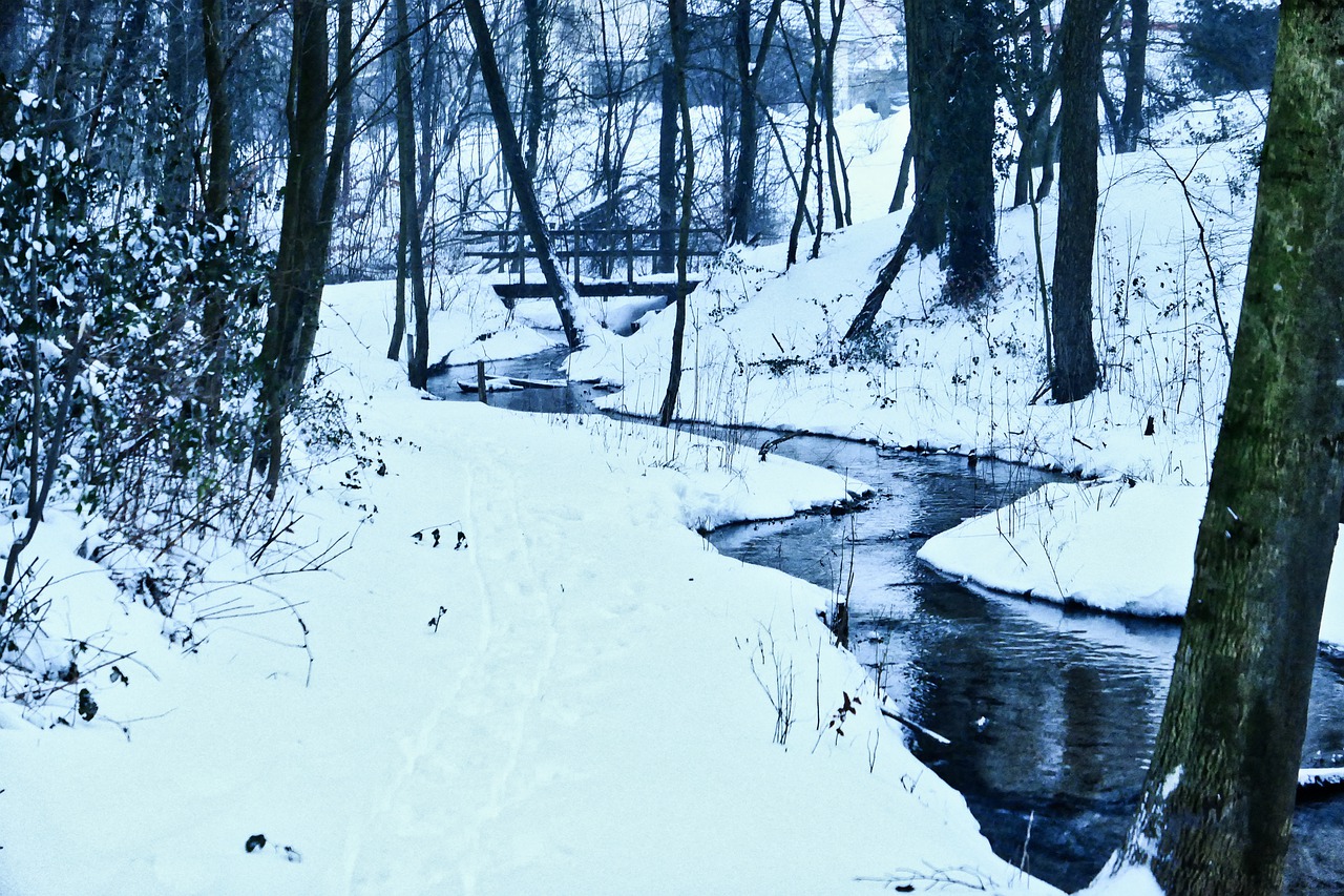 Зима ручей