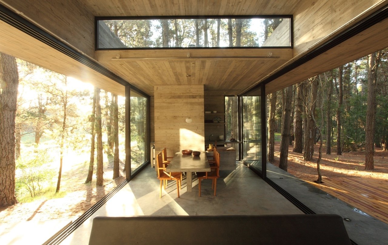 Дом С Панорамными Окнами В Лесу