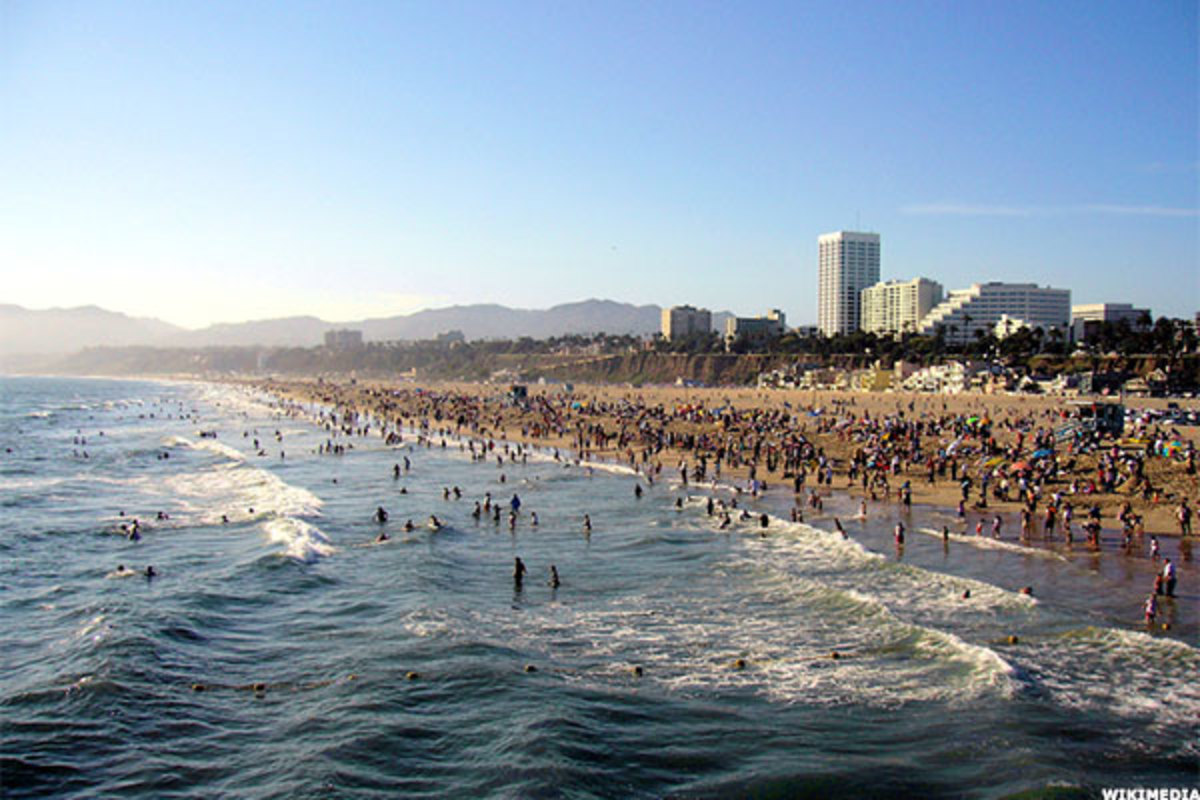 Пляж в Лос Анджелесе Санта Моника