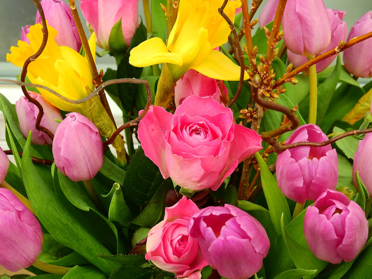 Тюльпаны розы гвоздики