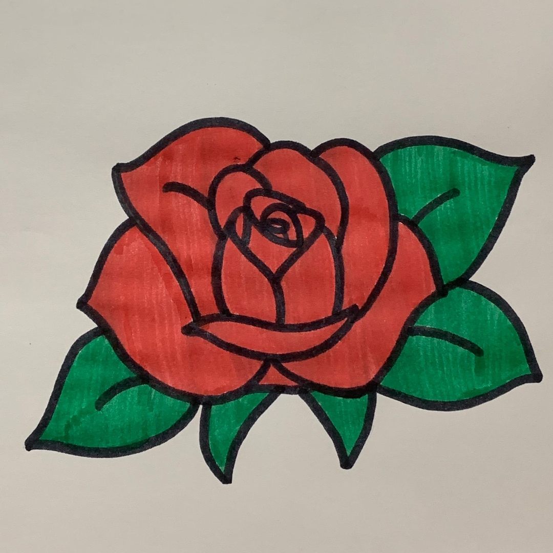 Красивая роза нарисованная фломастером легко нарисованная
