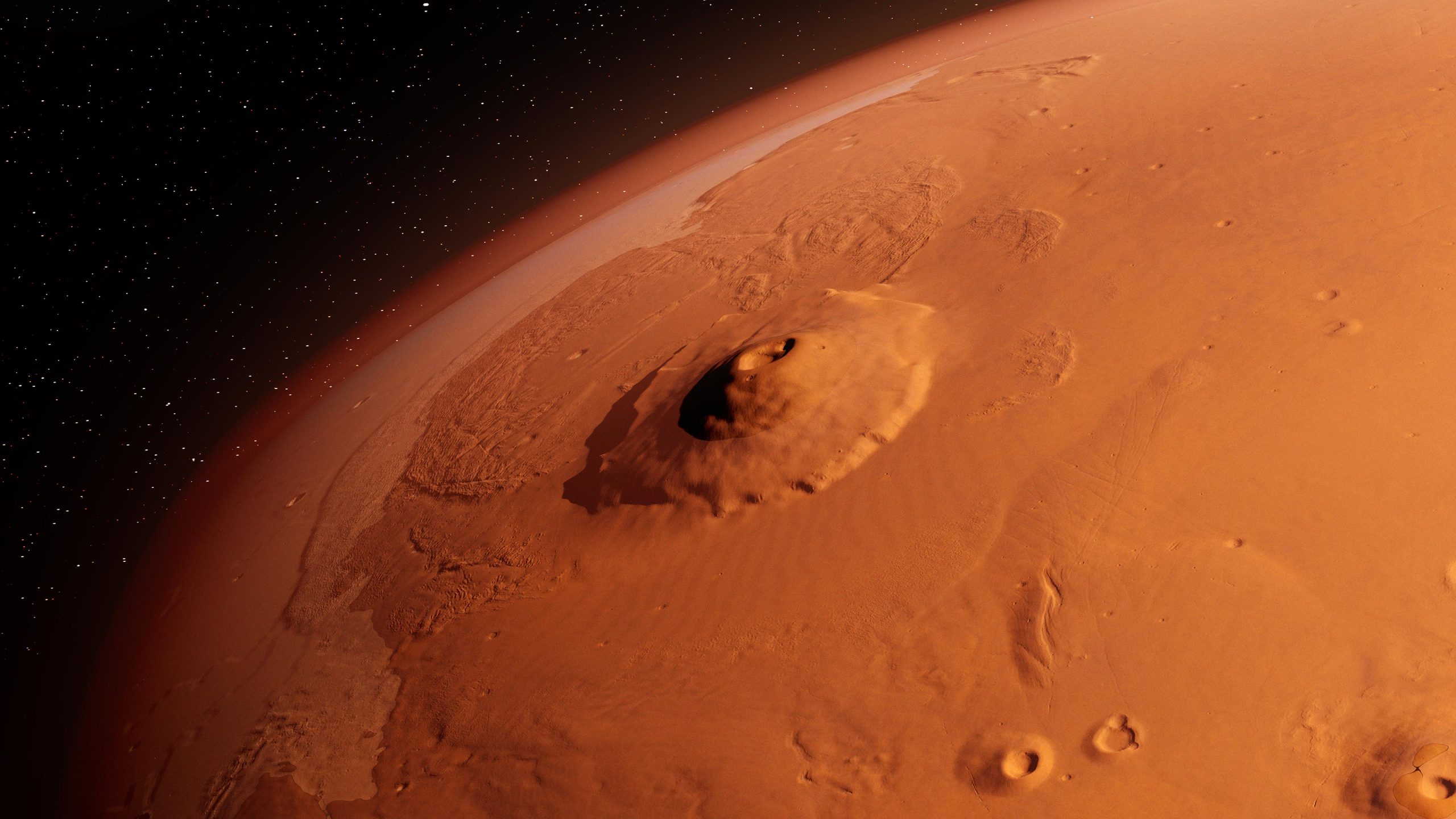 Марсианский потухший вулкан гора Олимп