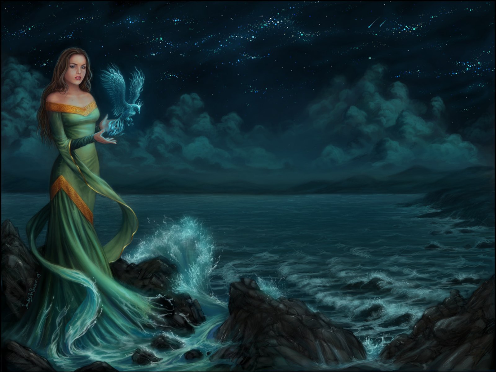 Соблазнительная богиня красуется на берегу моря