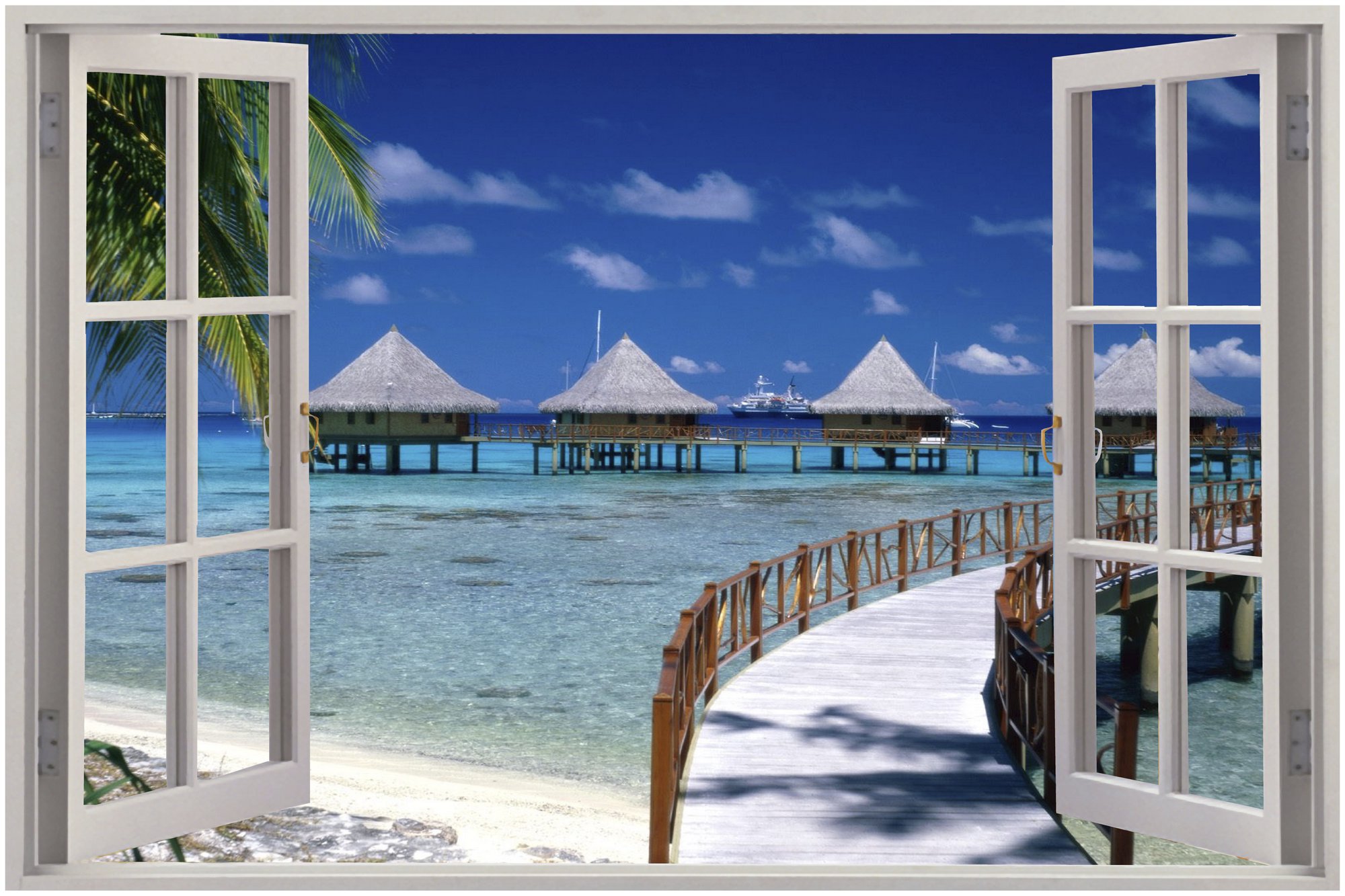 Фотообои окно с видом на пляж