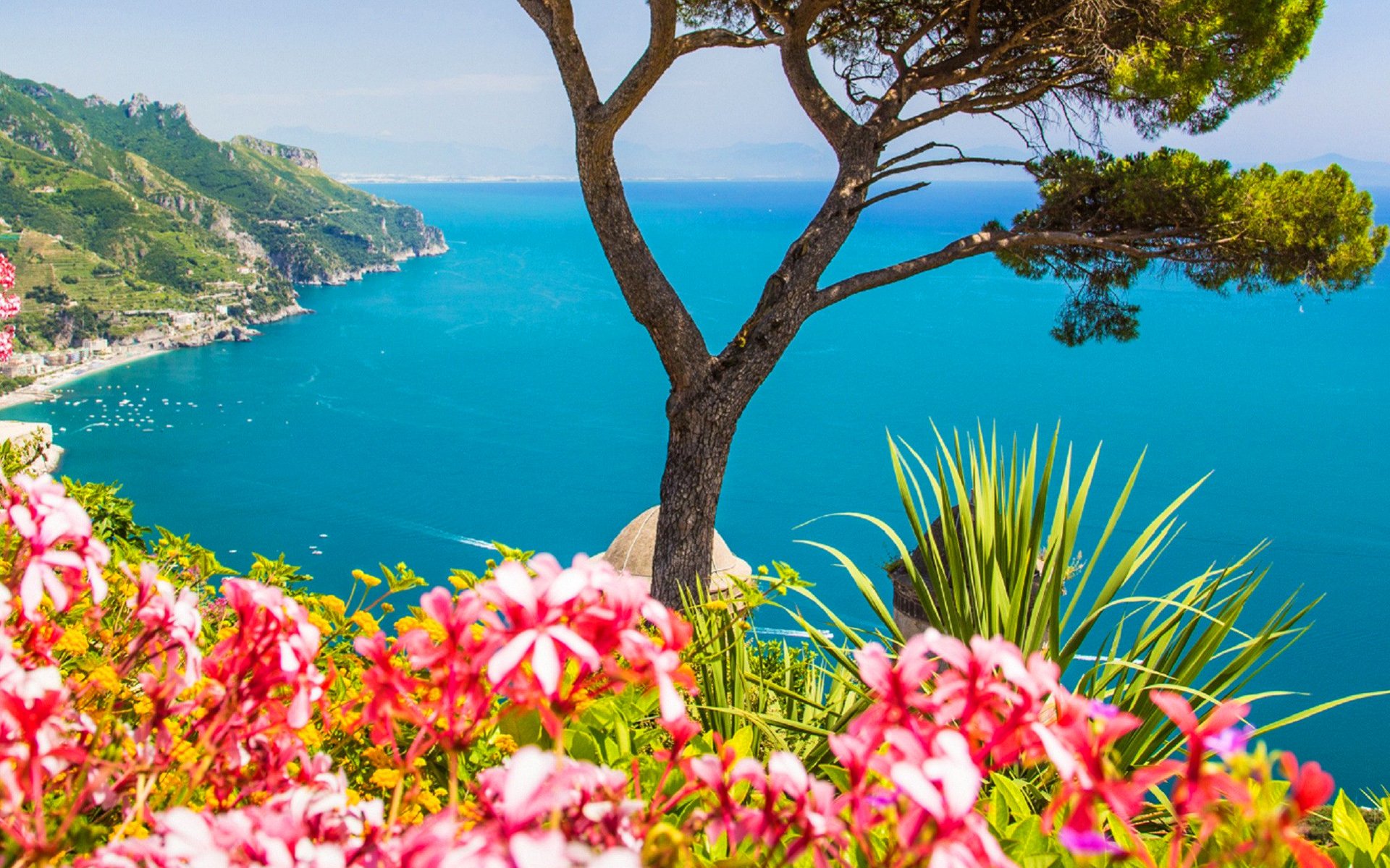 италия море цветы
