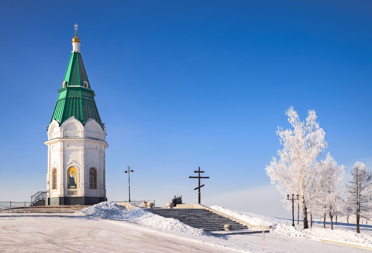 Часовня Красноярск Караульная гора зима