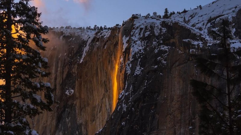 Йосемитский национальный парк Огненный водопад