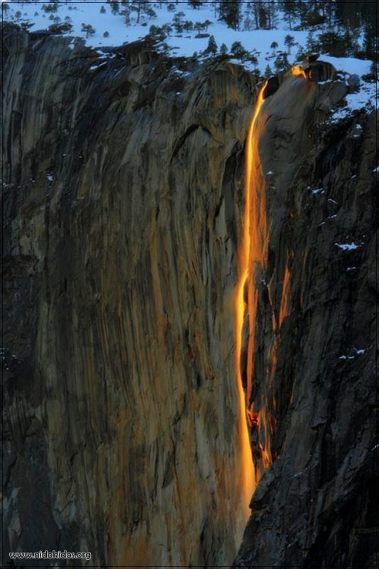 Йосемити национальный парк огонь водопад