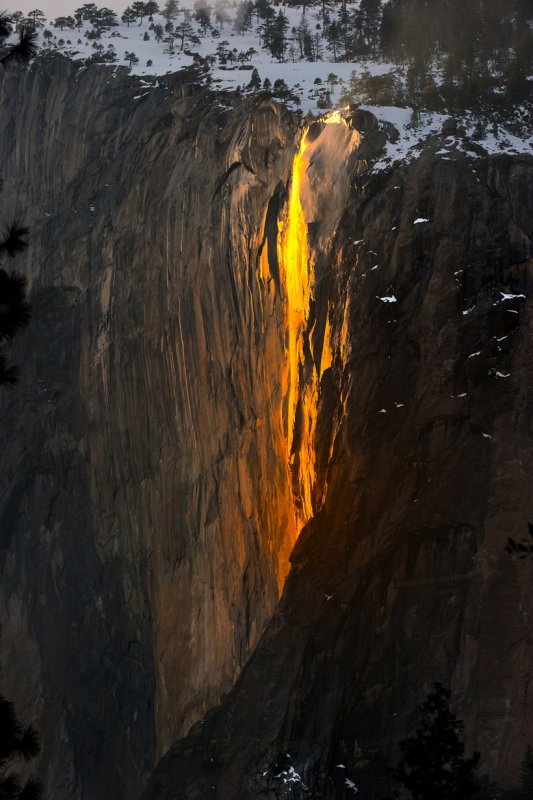 Йосемити национальный парк огонь водопад