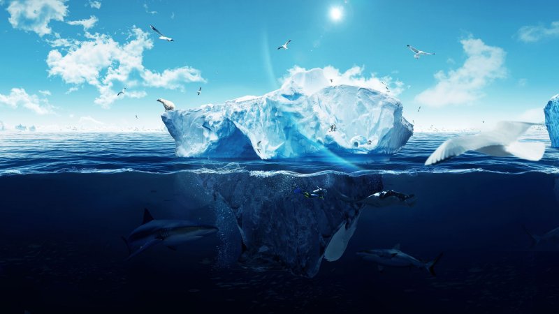 Айсберг под водой и над водой