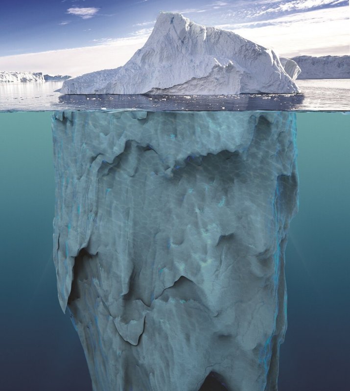 Долина айсбергов вид под водой