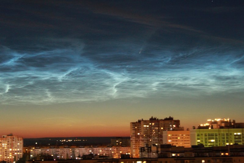 Воронеж Северное сияние на небе