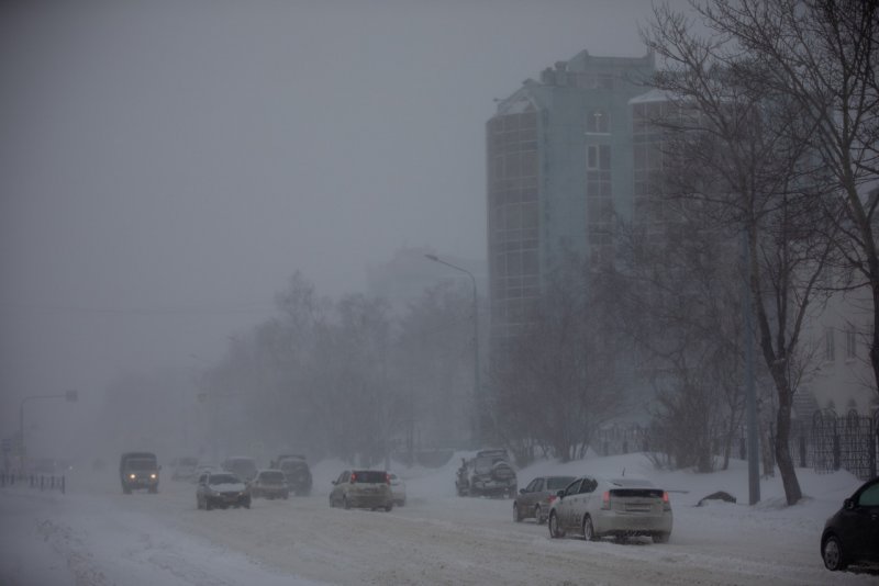 Южно-Сахалинск зимой циклон