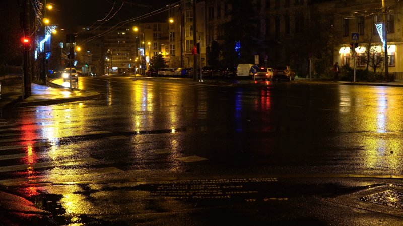 Ночь дожди улица дорога