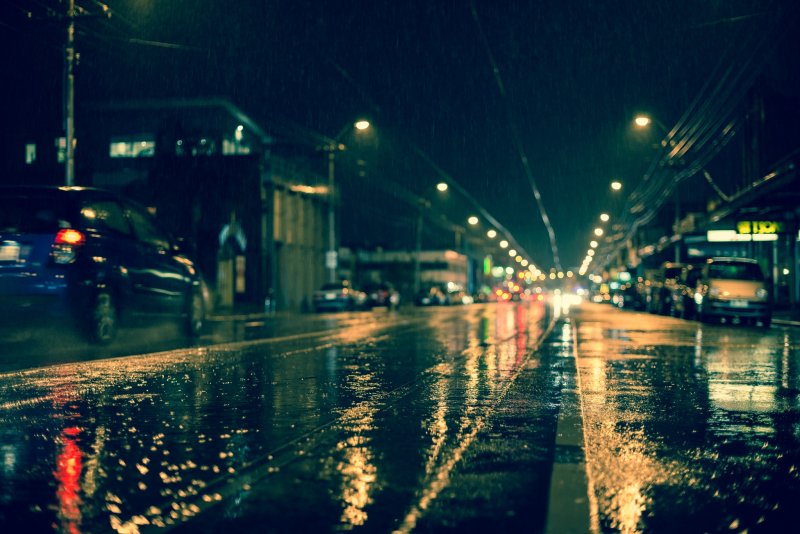 Дорога дождь город