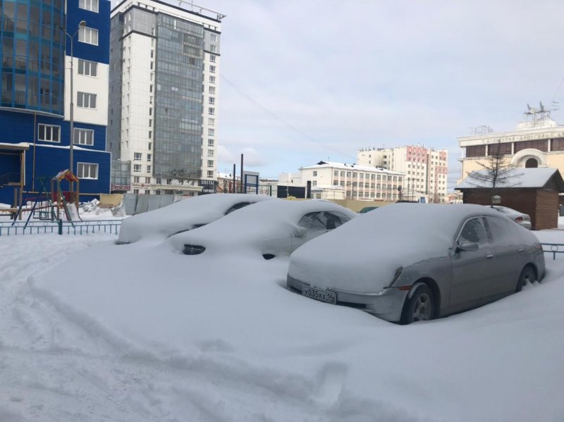 Снегопад в Якутске