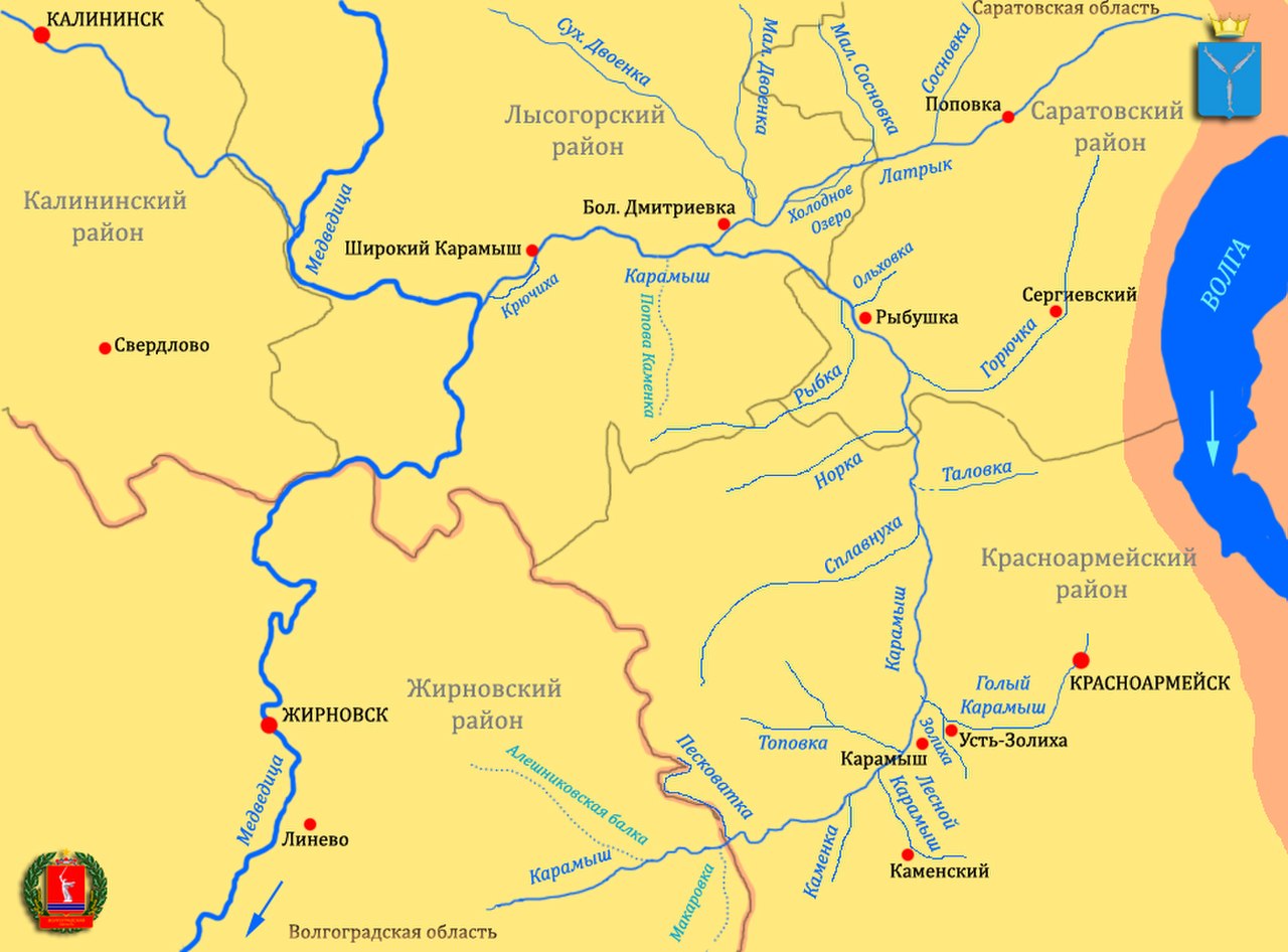 Река Медведица Волгоградская область на карте
