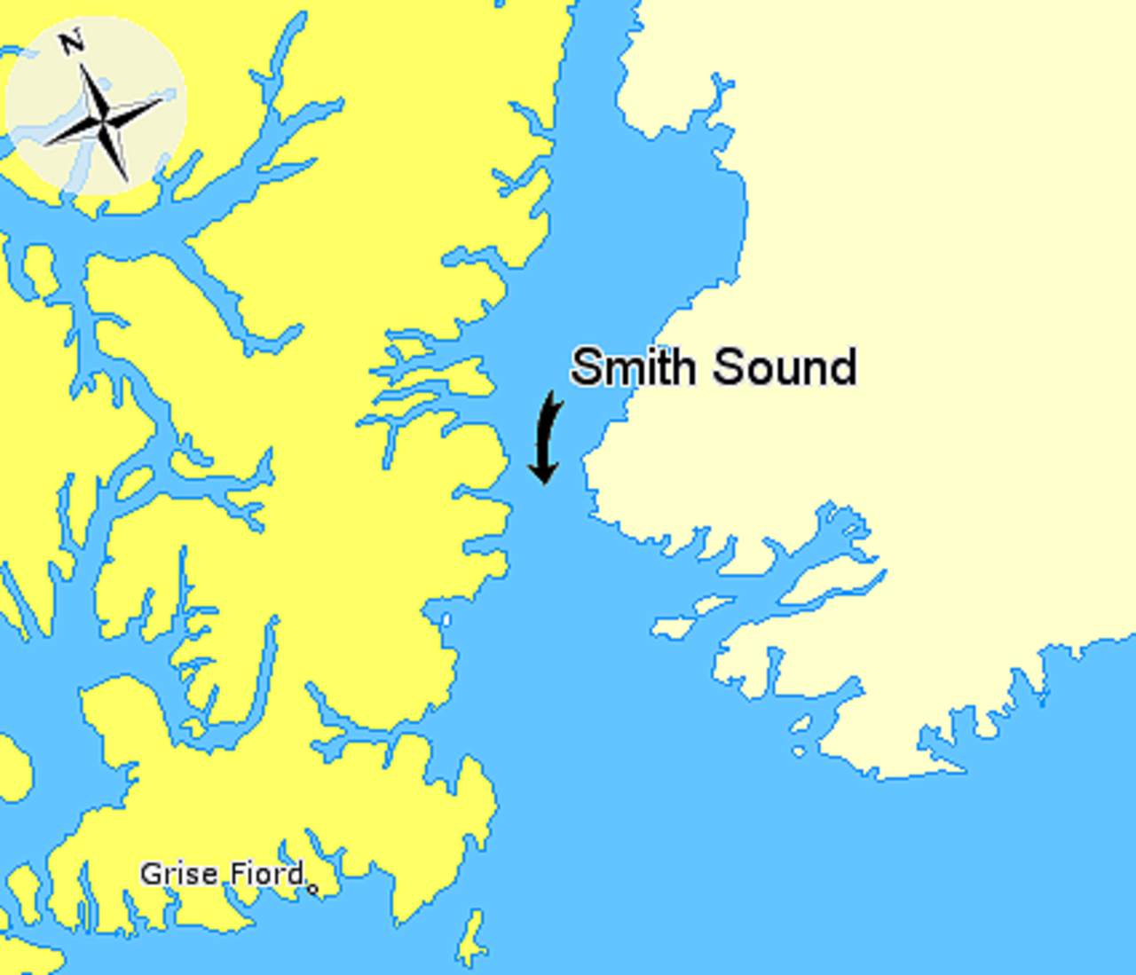 Пролив Смит на карте Северной Америки