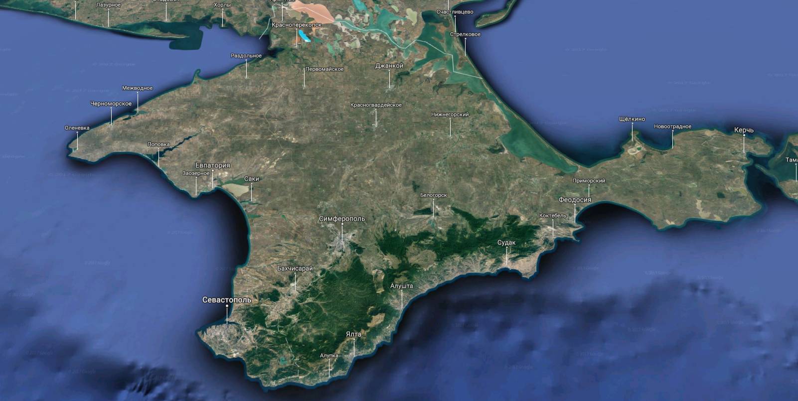 Крымский полуостров со спутника