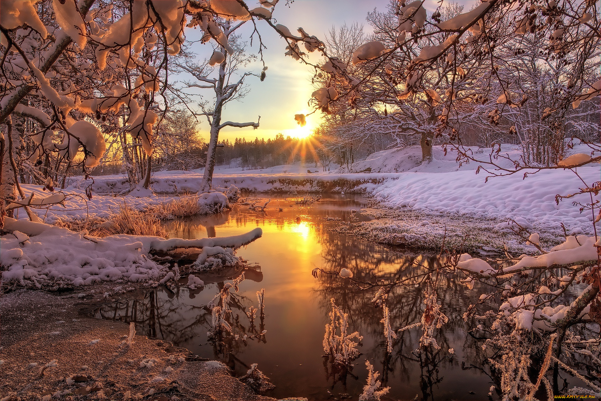 рассвет зимой фото красивые