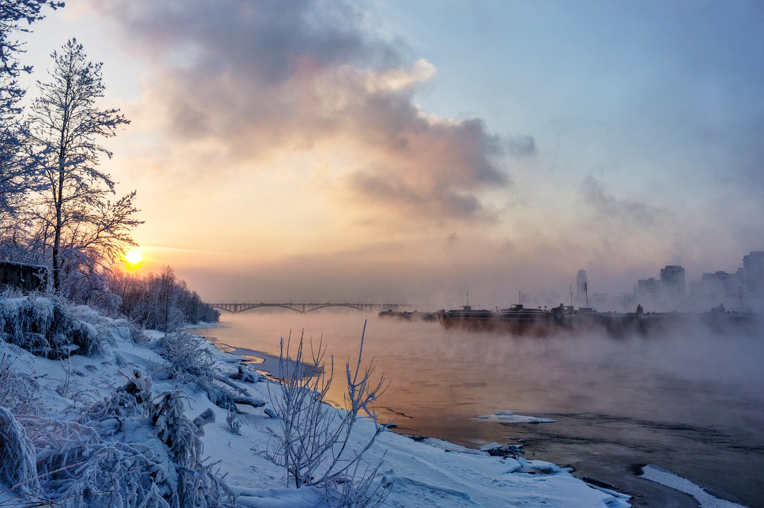 Река Енисей Красноярский край зимой