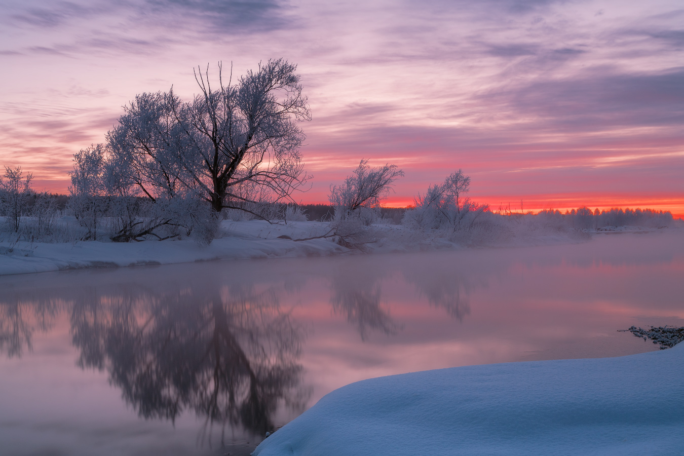 Зимний закат на реке