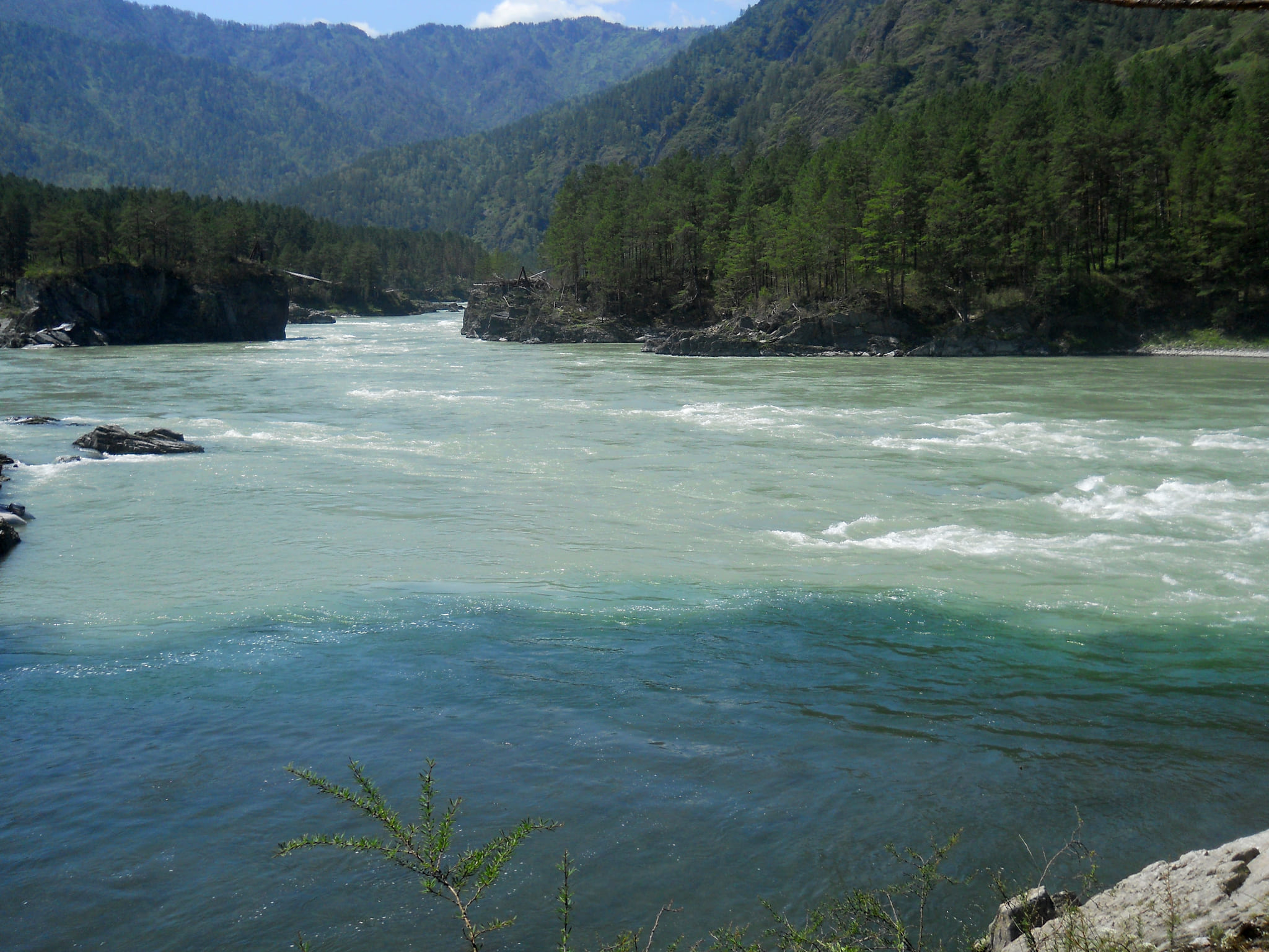 Слияние двух рек Катунь и Чемал