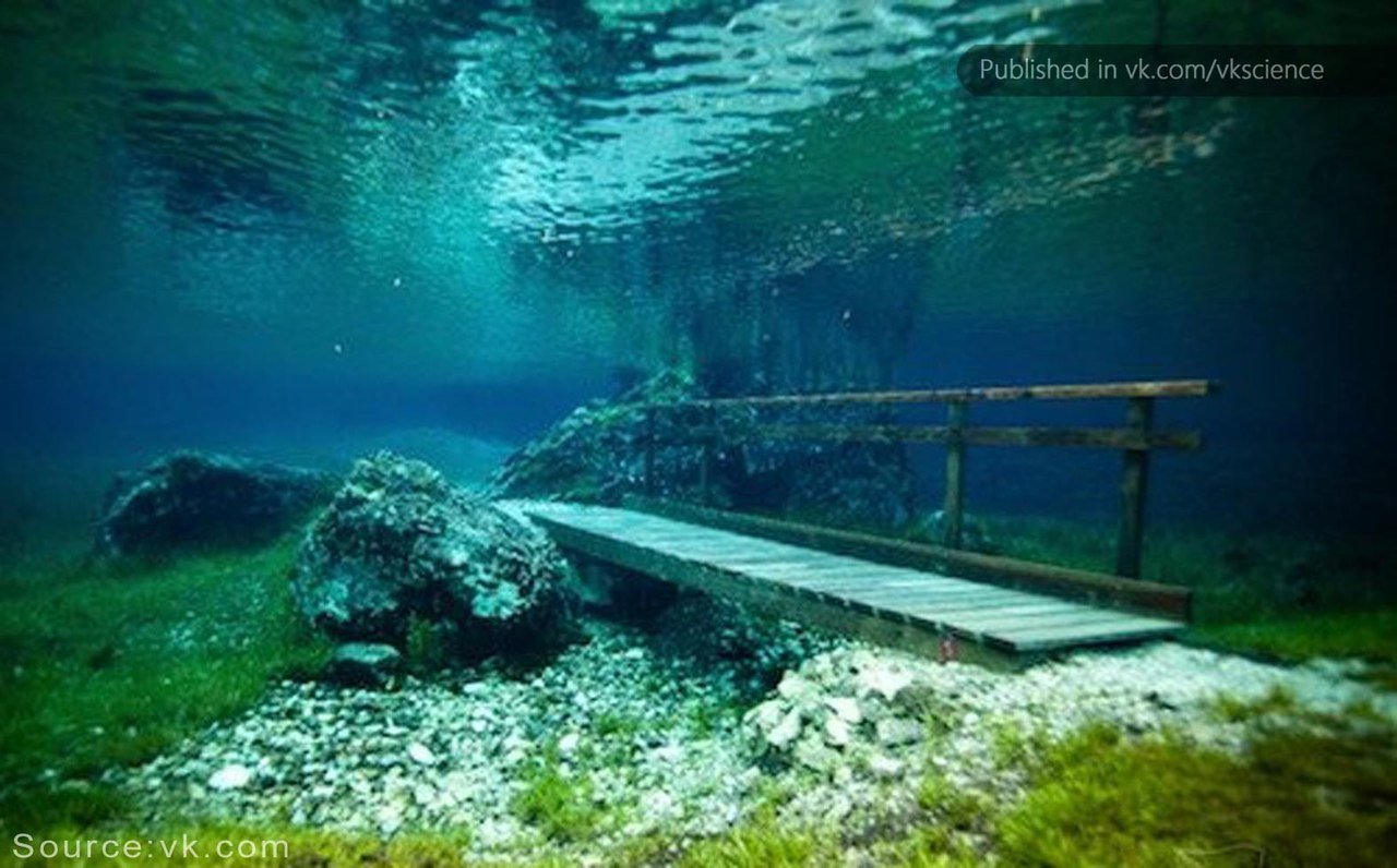 Австрия зеленое озеро подводный парк