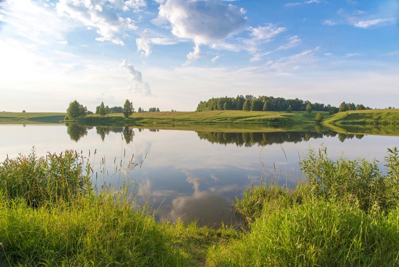Река Волга русская равнина