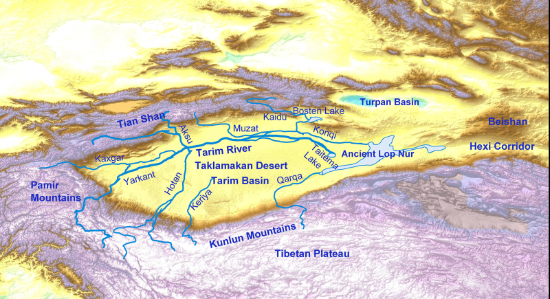 Река Тарим на карте