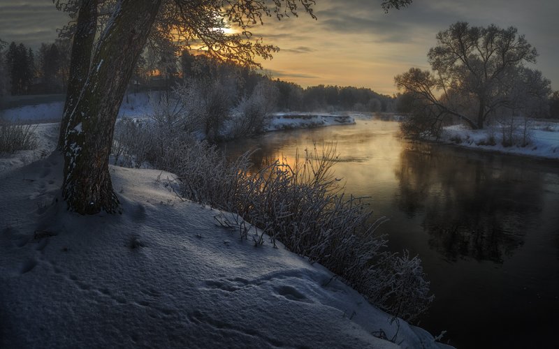 Русская зима река