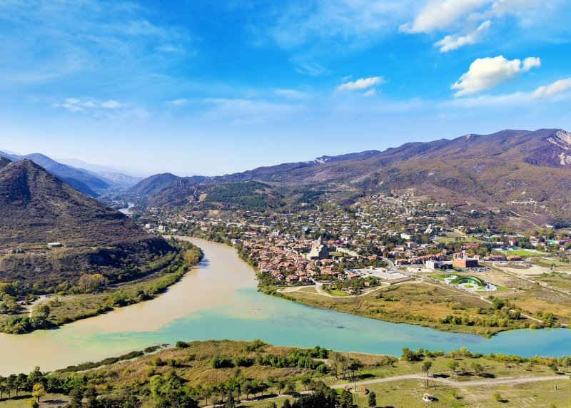 Грузия слияние двух рек Арагви и кура