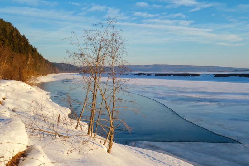 Зима Пермский край река Сылва