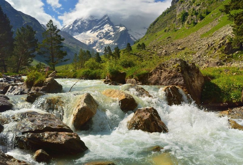 Горный ручей Кавказа Адыгея
