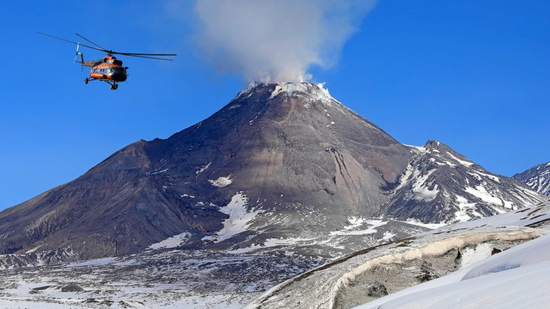 Ключевской вулкан на Камчатке извержение