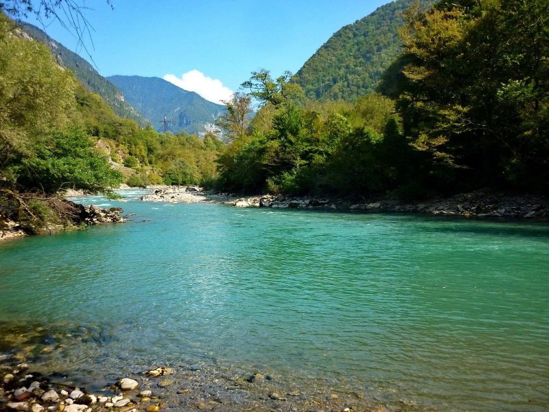 Горная река Бзыбь в Абхазии