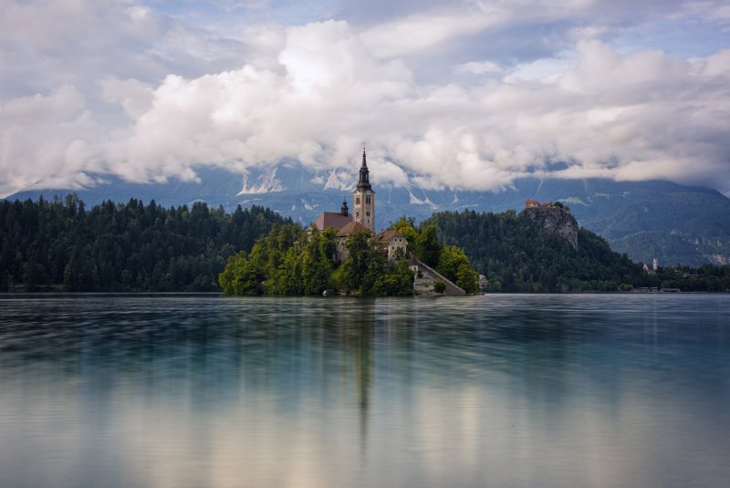 Озеро Блед Словения зимой
