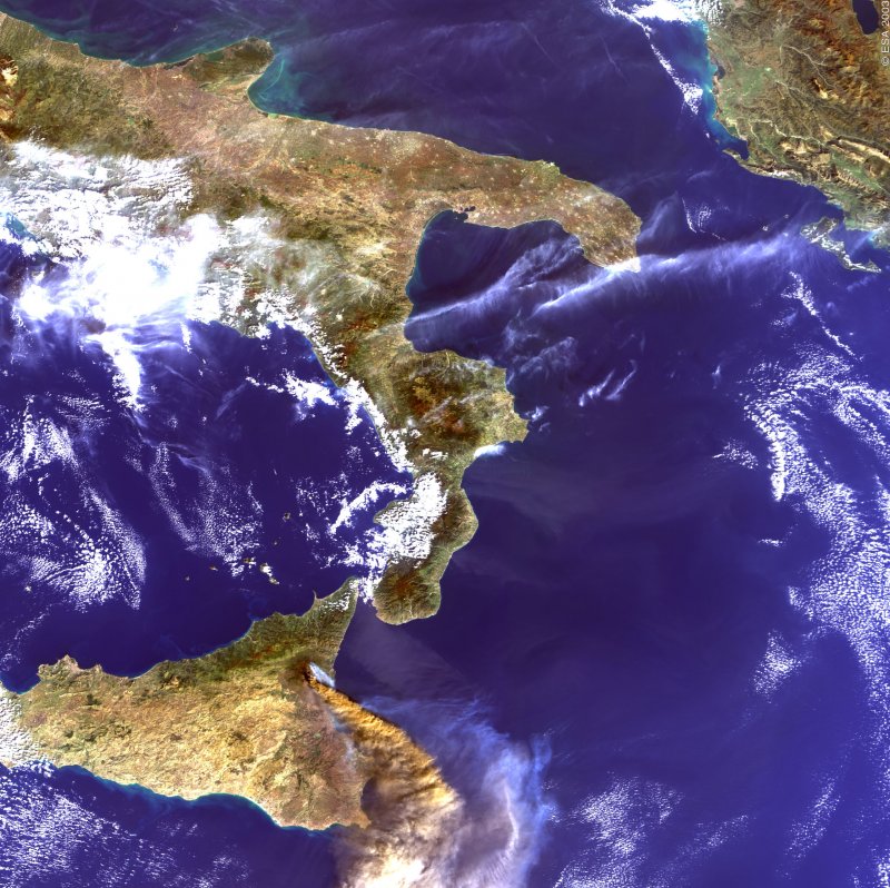 Космоснимок Апеннинский полуостров