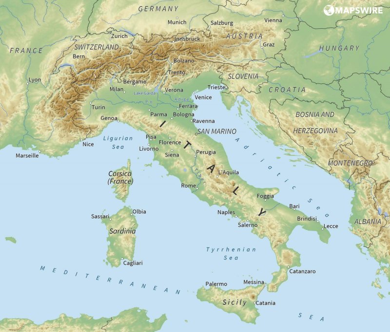 Географическое местоположение Италии