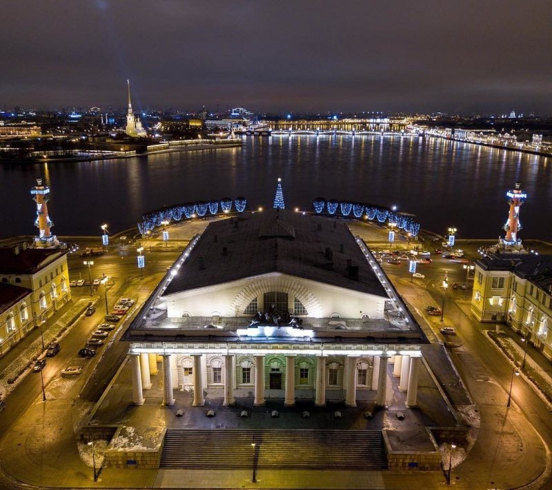 Панорама Невы стрелка Васильевского острова Санкт Петербурга