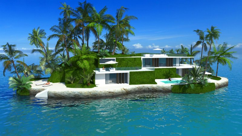 Красивый дом на острове