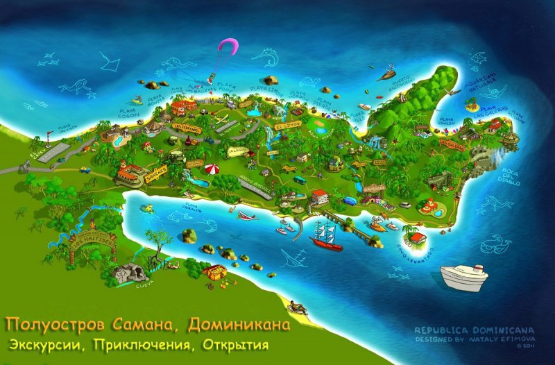 Полуостров самана Доминикана на карте