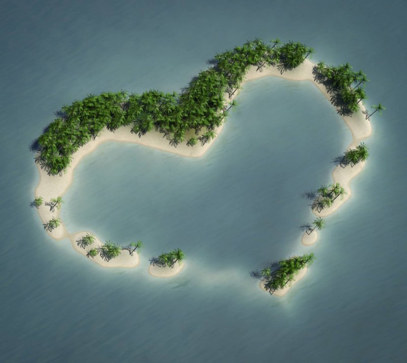 Остров в океане в виде сердца