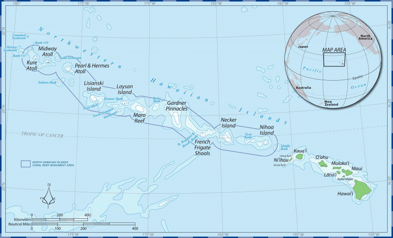 Гавайские острова остров Лисянского на карте