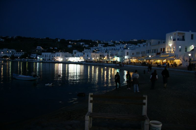 Ночной остров Миконос Греция